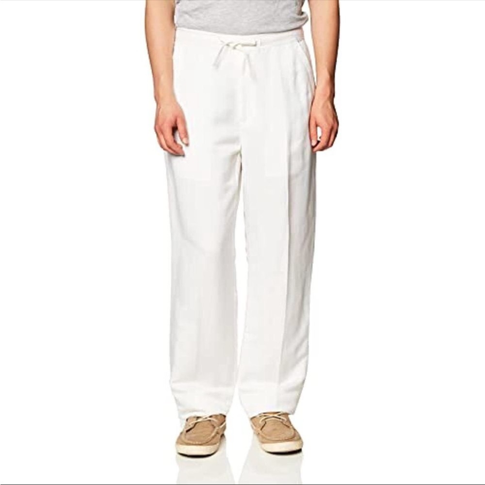 Cubavera Men's Linen-Blend Pants with Drawstring Size Medium